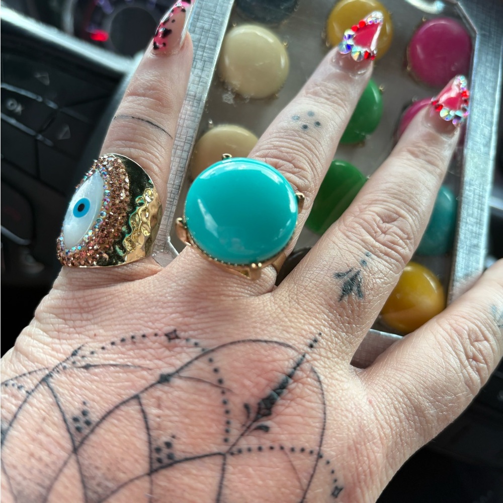 Vintage Turquoise and Gold Intricate Rings